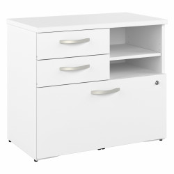 Bush Business Furniture Hybrid Office Storage Cabinet with Drawers and Shelves HYF130WHSU-Z