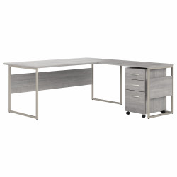 Bush Business Furniture Hybrid 72W x 30D L Shaped Table Desk with Mobile File Cabinet HYB028PGSU