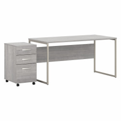Bush Business Furniture Hybrid 60W x 30D Computer Table Desk with 3 Drawer Mobile File Cabinet HYB031PGSU