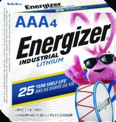 Energizer® Industrial Lithium AAA Battery, 1.5 V, 4/Pack LN92PK