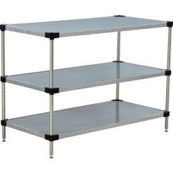 Nexel 3 Shelf Galvanized Steel Solid Shelving Unit Starter 60""W x 18""D x 34""H