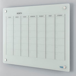 Global Industrial Glass Calendar Dry Erase Board 36""W x 24""H