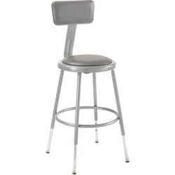 Interion Steel Shop Stool w/Backrest and Padded Seat - Adjustable Height 19 - 27