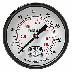 Winters Gauge,Pressure,2in.,0 to 160 psi PEM1409LF