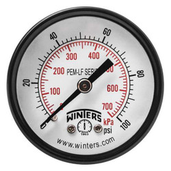 Winters Gauge,Pressure,2in.,0 to 100 psi PEM1406LF