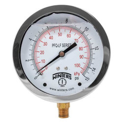 Winters Gauge,Pressure,4in.,0 to 15 psi PFQ708LF