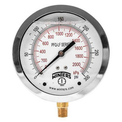 Winters Gauge,Pressure,4in.,0 to 300 psi PFQ714LF