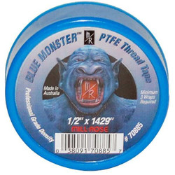 Blue Monster Thread Sealant Tape,1/2" W,Blue 70885