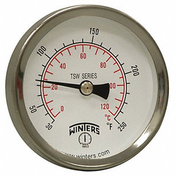 Winters Thermometer,Analog,30 to 250 deg,3/4in  TSW174-SWLF.