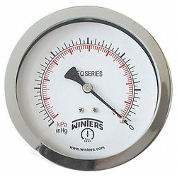 Winters Pressure Gauge,4" Dial Size,Silver PFQ1274-DRY