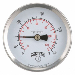 Winters Thermometer,Analog,30-250 deg,1/2" NPT  TSW174LF.