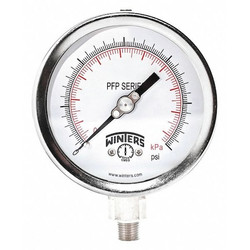 Winters Gauge,4" Dial Size,MNPT Connection PFP644WBG