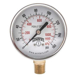 Winters Gauge,Pressure,0 to 160 psi,2-1/2 in. PEM215LF