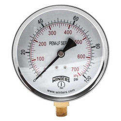 Winters Gauge,Pressure,0 to 100 psi,4 in. PEM223LF