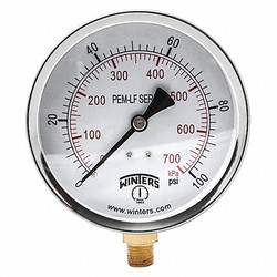 Winters Gauge,Pressure,0 to 100 psi,4 in. PEM223LF