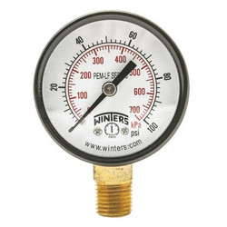 Winters Gauge,Pressure,0 to 100 psi,2 in. PEM202LF