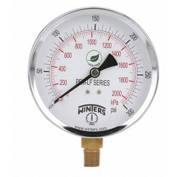 Winters Gauge,Pressure,0 to 300 psi,4 in. PEM226LF