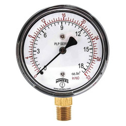 Winters Low Pressure Gauge,Bottom,0 to 32 in H2O PLP301