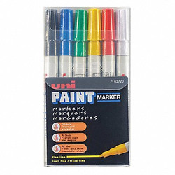 Uni-Paint Paint Markers,Asrt Colors,Fine,PK6 63720