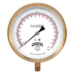 Winters Pressure Gauge,3-1/2" Dial Size,Black P1S561