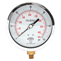 Winters Pressure Gauge,4-1/2" Dial Size,Black P3S6010