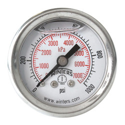 Winters Pressure Gauge,1-1/2" Dial Size,Silver PFQ1229