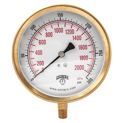 Winters Pressure Gauge,4-1/2" Dial Size,Gray P1S426