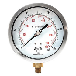 Winters Pressure Gauge,4-1/2" Dial Size,Black P3S6011-MAXI45