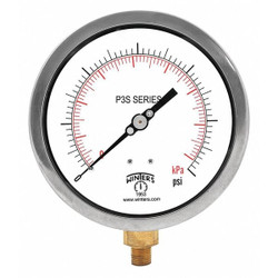 Winters Pressure Gauge,6" Dial Size,Black P3S6086