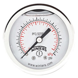 Winters Pressure Gauge,2" Dial Size,Silver PFQ2434-DRY-2FF