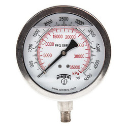 Winters Pressure Gauge,4" Dial Size,Silver PFQ1532-DRY