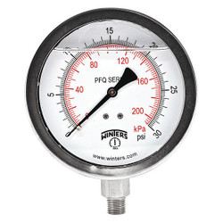 Winters Pressure Gauge,4" Dial Size,Silver PFQ769-DRY