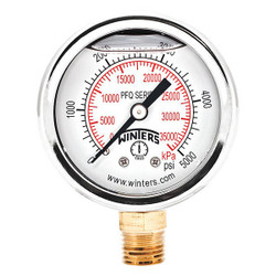 Winters Pressure Gauge,2" Dial Size,Silver PFQ2473