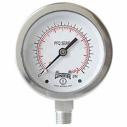 Winters Pressure Gauge,2-1/2" Dial Size,Silver PFQ126-DRY