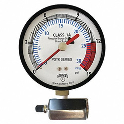 Winters Pressure Gauge,4" Dial Size,Black PGTK315CM
