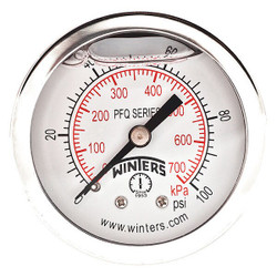 Winters Pressure Gauge,2" Dial Size,Silver PFQ2489-DRY-2FF