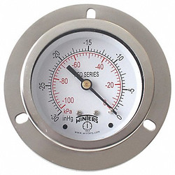 Winters Vacuum Gauge,2-1/2" Dial Size,Silver PFQ900-DRY-25FF