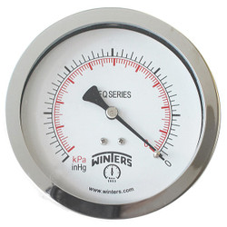 Winters Pressure Gauge,4" Dial Size,Silver PFQ1272-DRY
