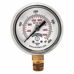 Winters Pressure Gauge,2" Dial Size,Brass  PWL2732