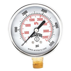 Winters Pressure Gauge,2-1/2" Dial Size,Black  PEM292