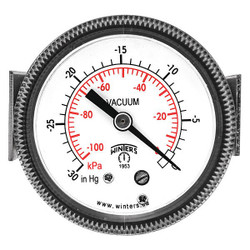 Winters Vacuum Gauge,2" Dial Size,Black P9U901428UC