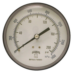 Winters Pressure Gauge,3-1/2" Dial Size,Black  P1S566