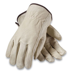 PIP Top-Grain Pigskin Leather Drivers Gloves, Economy Grade, Medium, Gray 179953