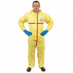 Chemsplash Collared Coverall,Open,Yellow,L,PK6 7012YT-L