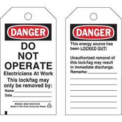 Brady Danger Tag,5-3/4 x 3 In,Cardstock,PK25 65443