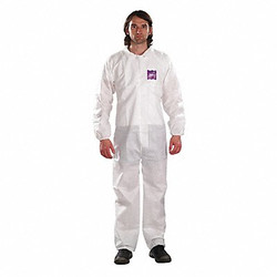 Microchem Collared Coveralls,2XL,White,SMS,PK25 WH15-S-92-100-06