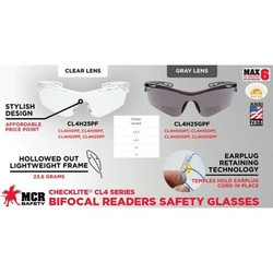 Mcr Safety ReaderSafetyGlasses,GrayLens,+2.50 CL4H25GPF