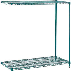 Nexel 2 Shelf Poly-Green Wire Shelving Unit Add On 54""W x 14""D x 34""H