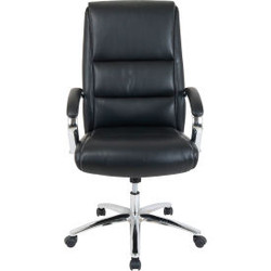 Interion Antimicrobial Bonded Leather Modern Comfort Executive Chair Black