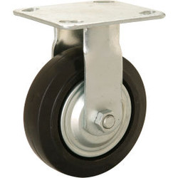Global Industrial Heavy Duty Rigid Plate Caster 5"" Mold-on Rubber Wheel 350 lb.
